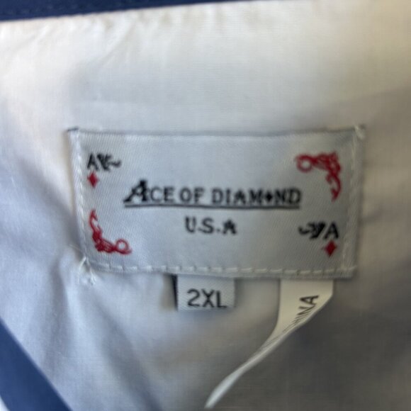 Ace of Diamonds Men's White & Blue Embroidered Western Pearl Snap Shirt Size 2X - Picture 9 of 13